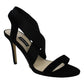 Sandálias femininas Nine West Maya Fabric com bico aberto, casuais, estilo slingback, pretas, tamanho 9 M