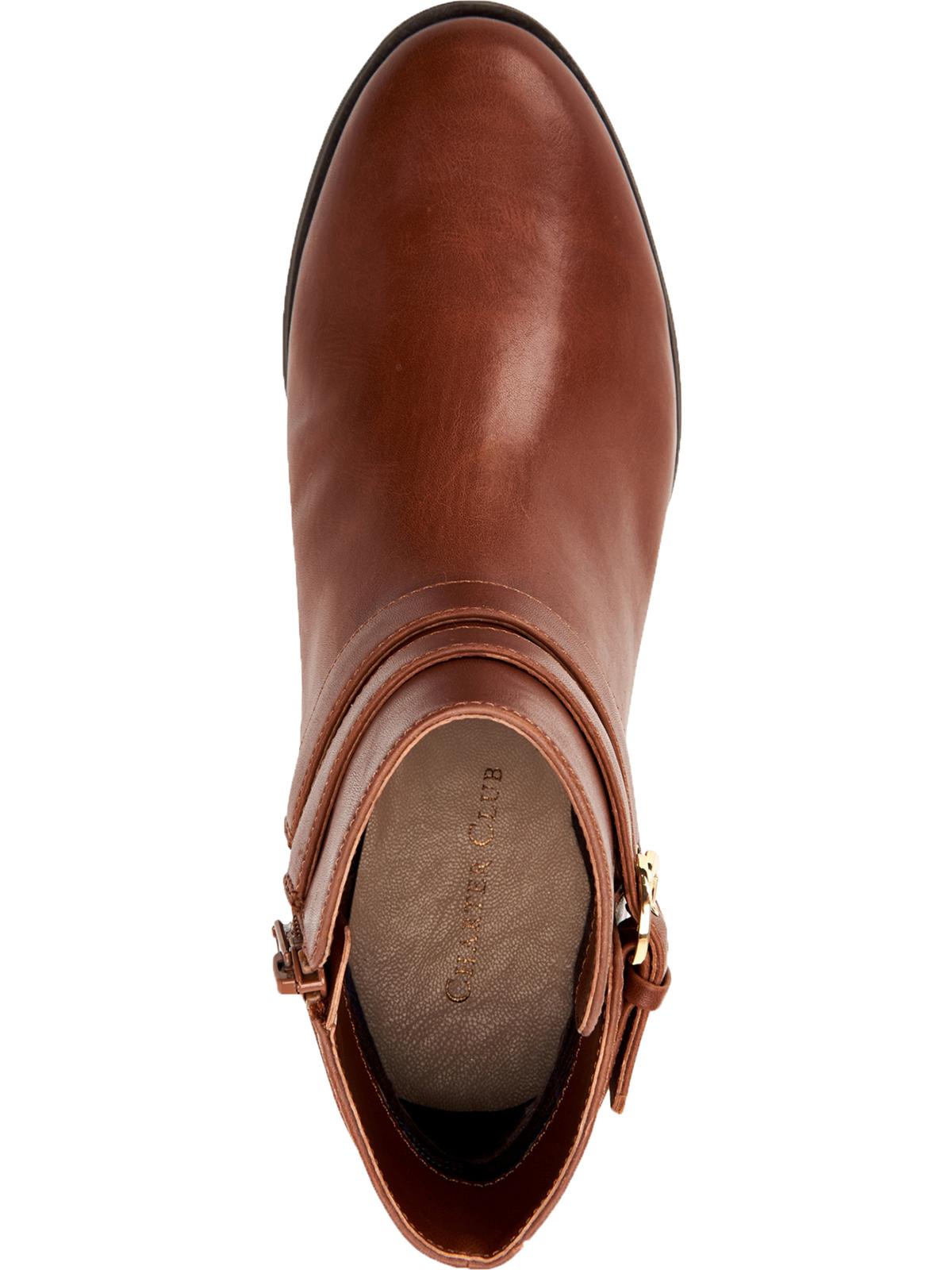 Botas femininas Charter Club Jaimee com bico fechado e cano curto, tamanho 7,5 W, marrom