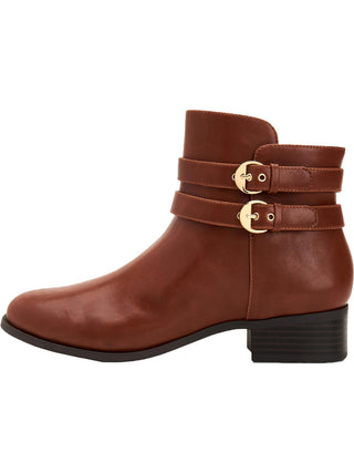 Botas femininas Charter Club Jaimee com bico fechado e cano curto, tamanho 7,5 W, marrom