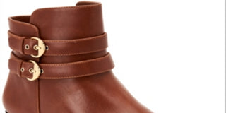 Botas femininas Charter Club Jaimee com bico fechado e cano curto, tamanho 7,5 W, marrom