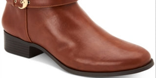 Botas femininas Charter Club Jaimee com bico fechado e cano curto, tamanho 7,5 W, marrom