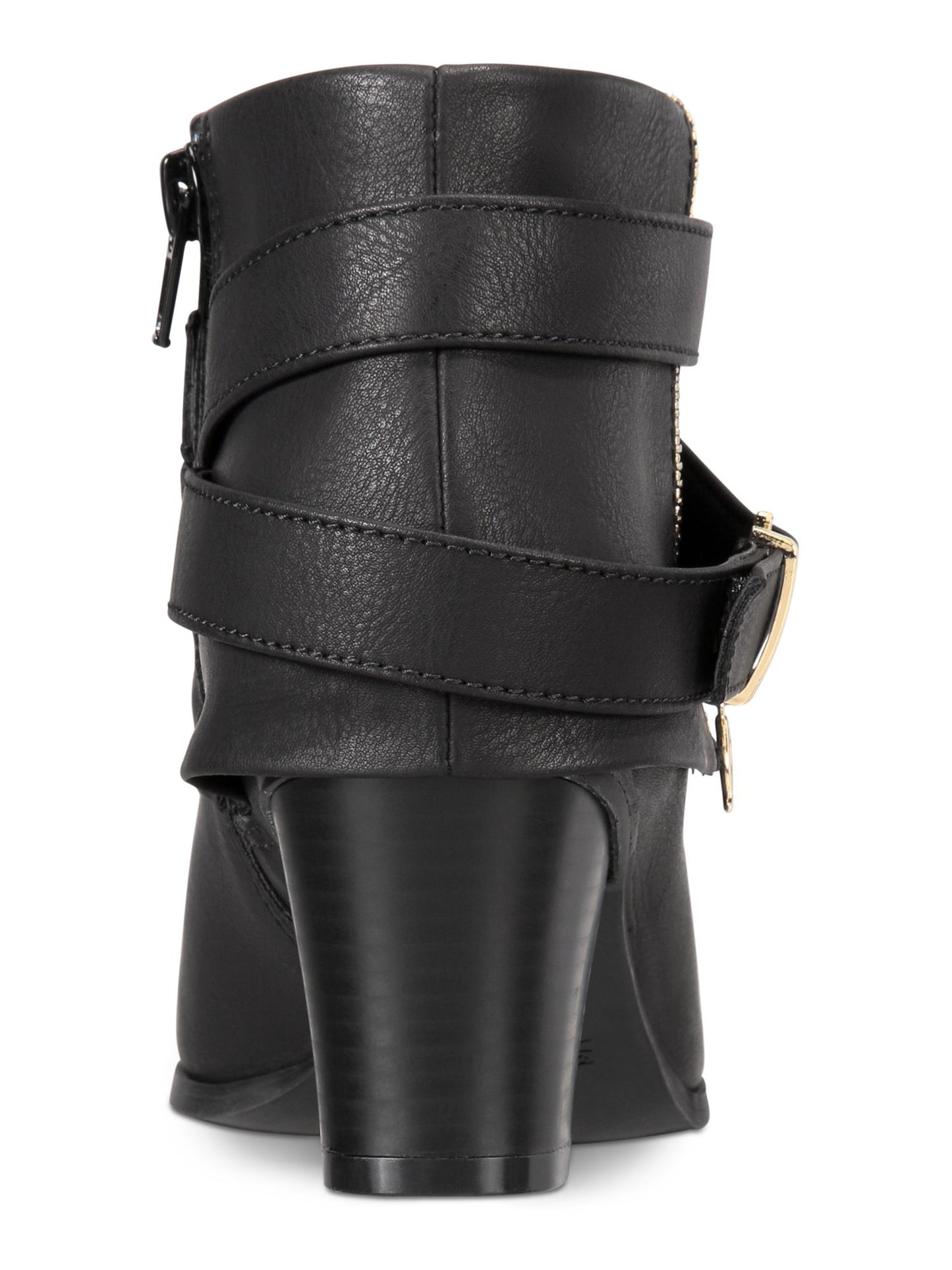 Thalia Sodi Botas femininas com zíper e fivela acolchoada e bico redondo, salto bloco e zíper, tamanho 9,5M