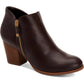 Botas femininas com zíper e bico amendoado, estilo &amp; co, marrom, tamanho 7,5 M