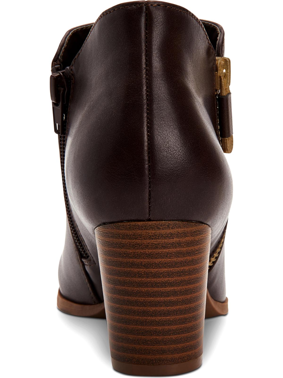 Botas femininas com zíper e bico amendoado, estilo &amp; co, marrom, tamanho 7,5 M