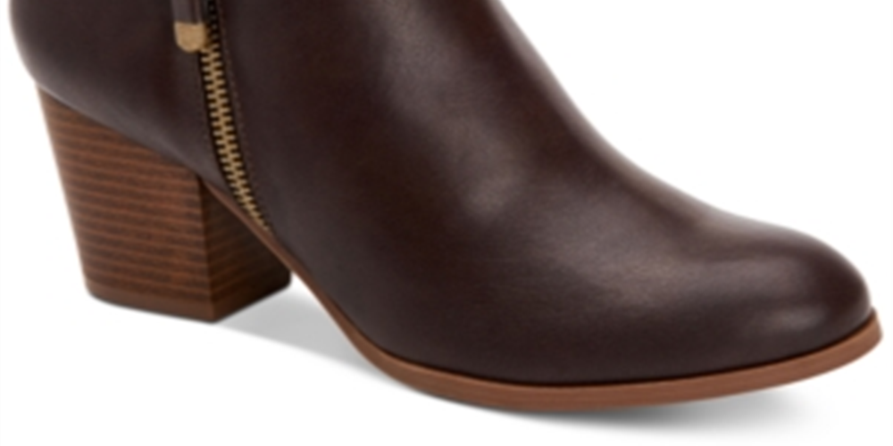 Botas femininas com zíper e bico amendoado, estilo &amp; co, marrom, tamanho 7,5 M