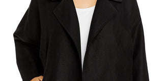 Eileen Fisher Womens Black Pocketed Long Sleeve Open Front Wear to Work Blazer Jacket Plus 1X