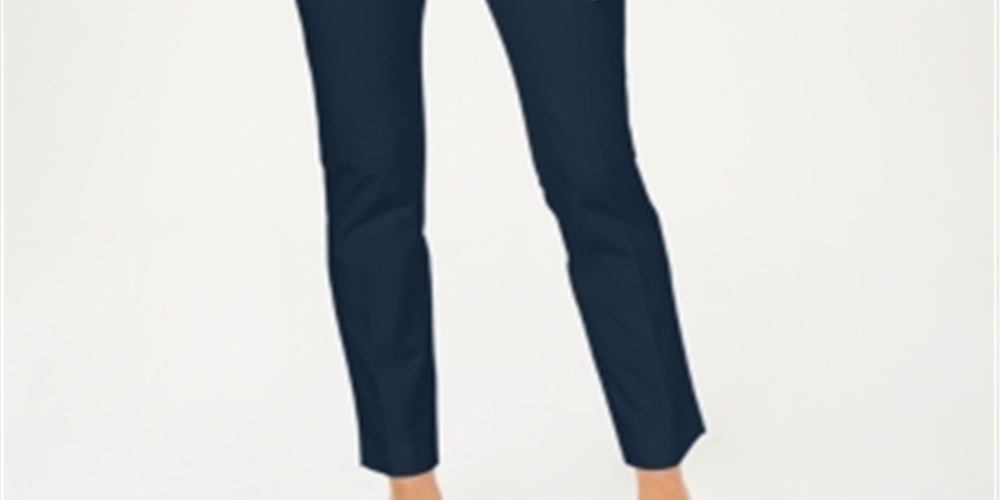 Calça feminina Charter Club Solid Newport Slim Leg Azul Tamanho 8 Petite