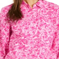 Blusa estampada de linho feminina Charter Club, rosa, tamanho médio