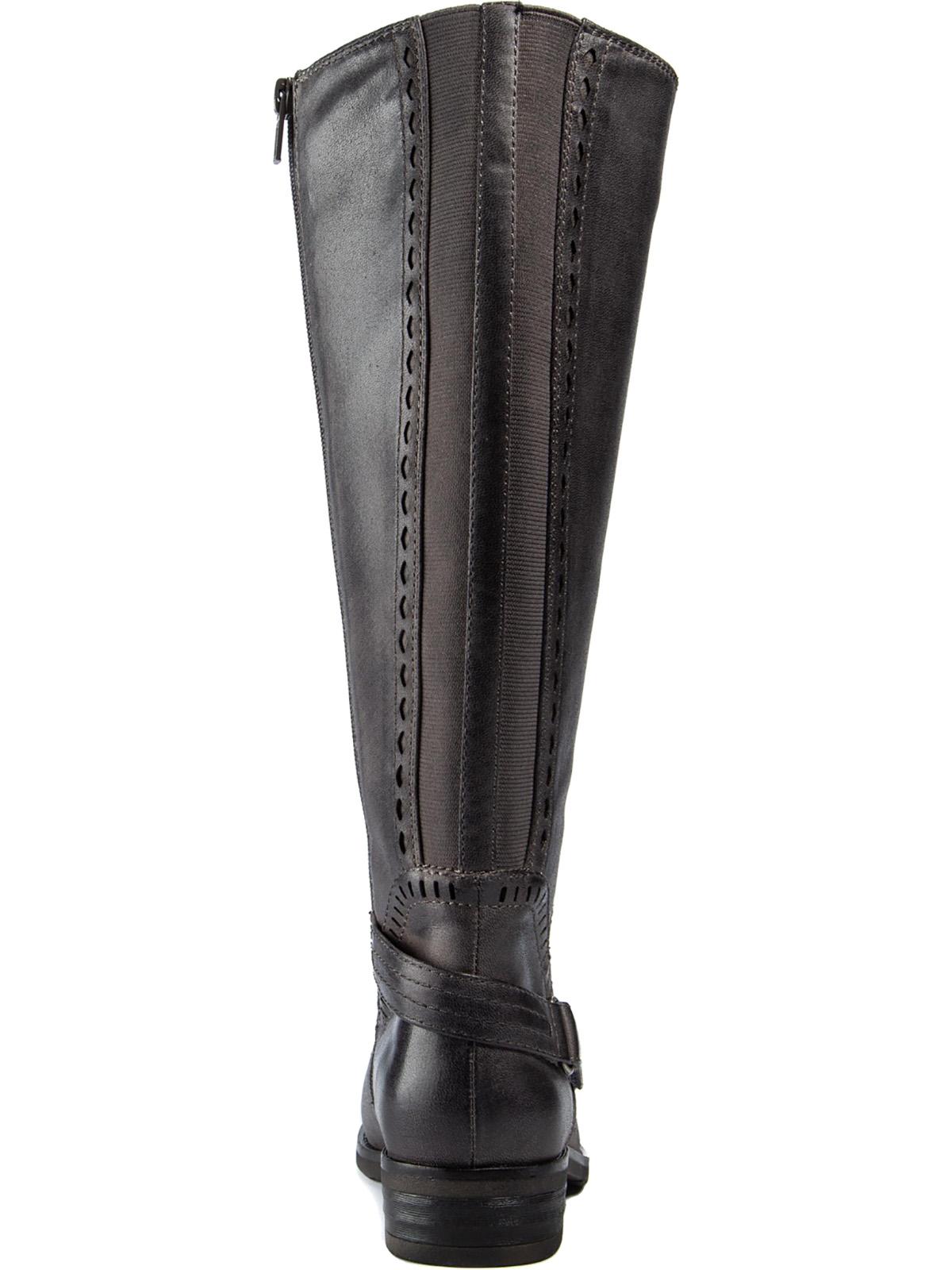 Botas Baretraps Femininas Cinza Flex Gore Cushioned Comfort Abram Biqueira Amêndoa Salto Bloco com Zíper Tamanho 5 M