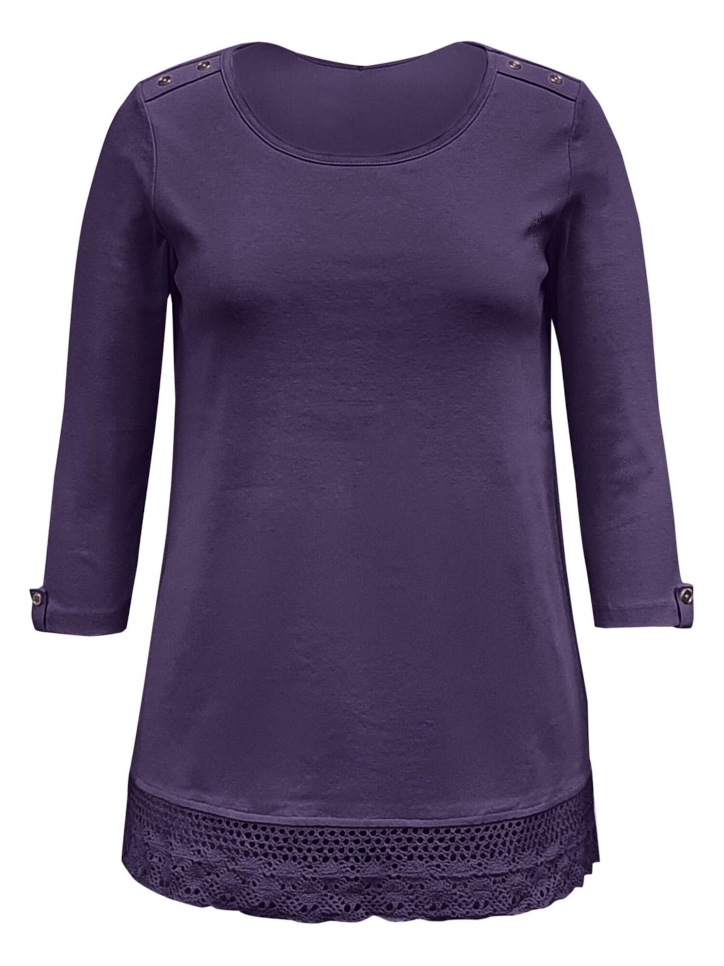 Karen Scott Top Feminino de Algodão com Renda e Bainha Roxo Tamanho Médio