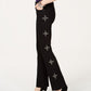 Calça jeans feminina bootcut com strass da INC International Concepts, preta, tamanho 6