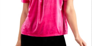 Charter Club Blusa de veludo feminina manga curta preta tamanho grande