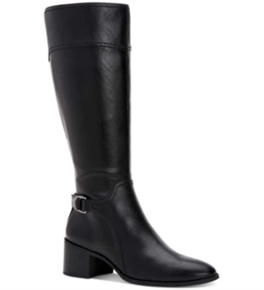 Botas de montaria altas femininas Style &amp; Co Vannie de couro sintético, pretas, tamanho 7 M
