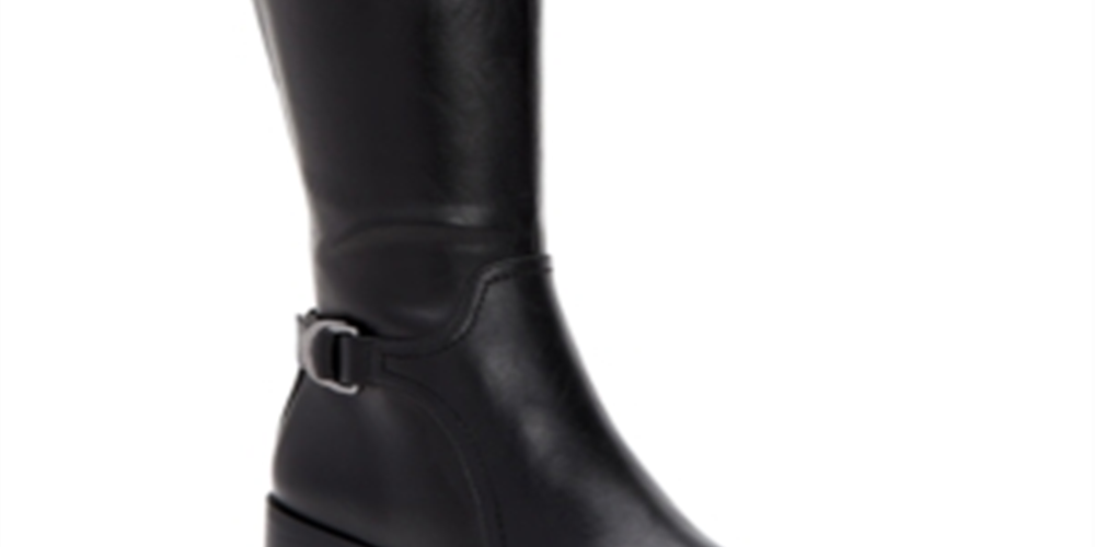 Botas de montaria altas femininas Style &amp; Co Vannie de couro sintético, pretas, tamanho 7 M