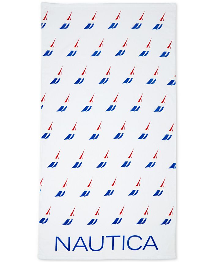 Toalha de praia masculina Nautica J Class, branca, tamanho 35 pol. x 66 pol.