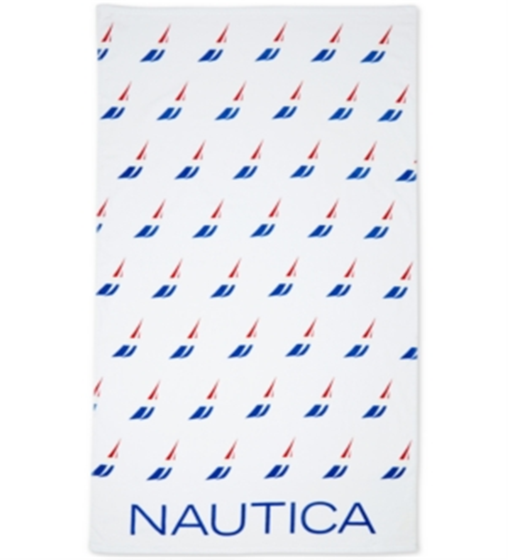 Toalha de praia masculina Nautica J Class, branca, tamanho 35 pol. x 66 pol.