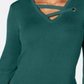Top feminino com decote em V e acabamento em ilhós JM Collection, verde, tamanho grande