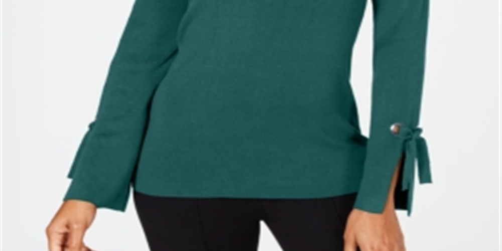 Top feminino com decote em V e acabamento em ilhós JM Collection, verde, tamanho grande