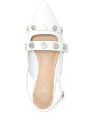 Bar III Mulas femininas Josee com tachas, acolchoadas, bico fino, salto bloco e fivela, tamanho 7 M