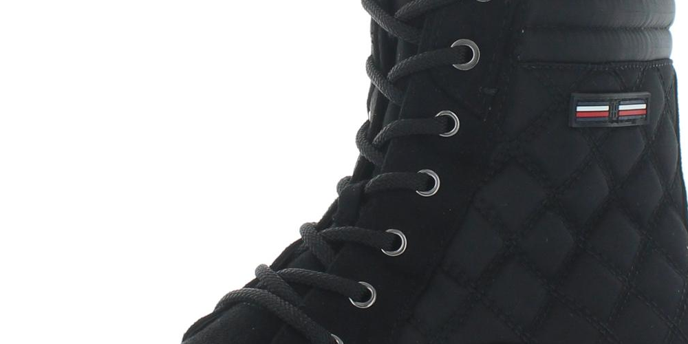 Tommy Hilfiger T-ONELLA Botas Femininas de Tecido com Biqueira Fechada, Pretas, Tamanho 6,5 M