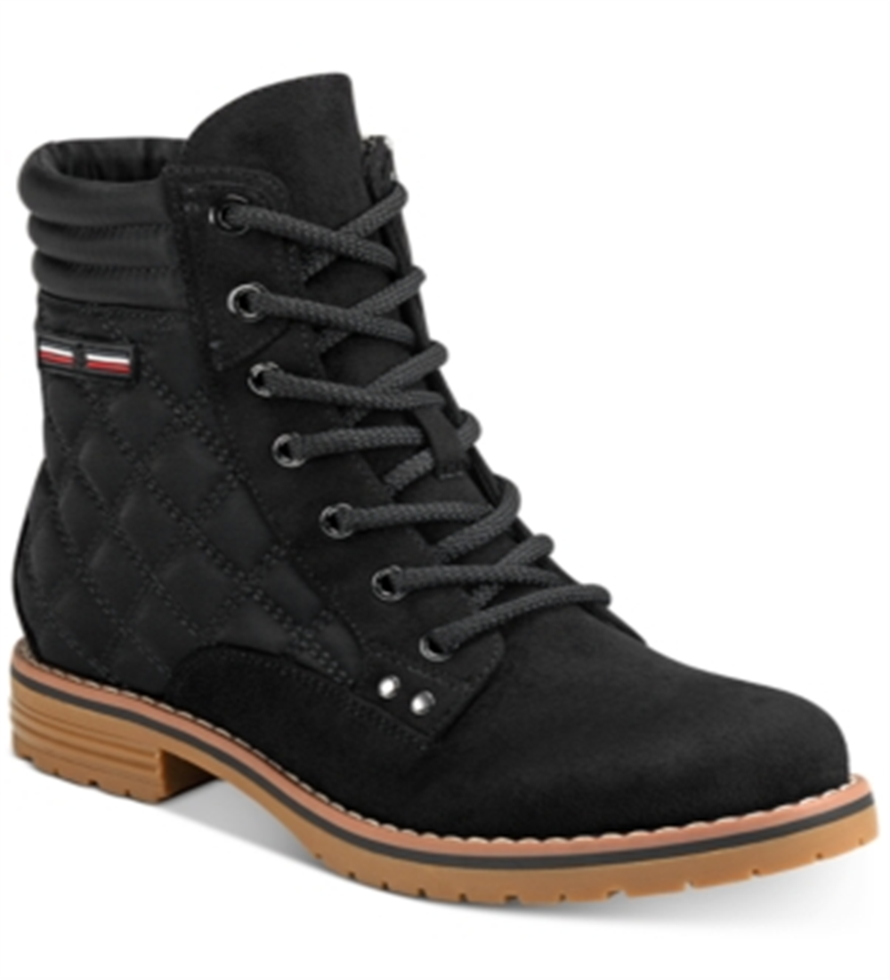 Tommy Hilfiger T-ONELLA Botas Femininas de Tecido com Biqueira Fechada, Pretas, Tamanho 6,5 M