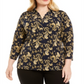 Camisa polo feminina Charter Club Plus Paisley estilo azul tamanho 2X