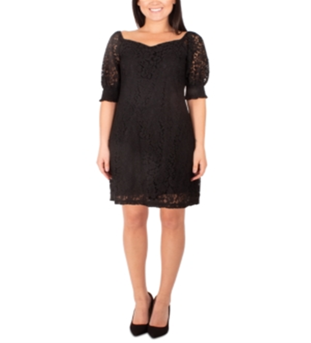 Vestido feminino de renda com decote coração, preto, tamanho pequeno, extrapequeno, da coleção NY