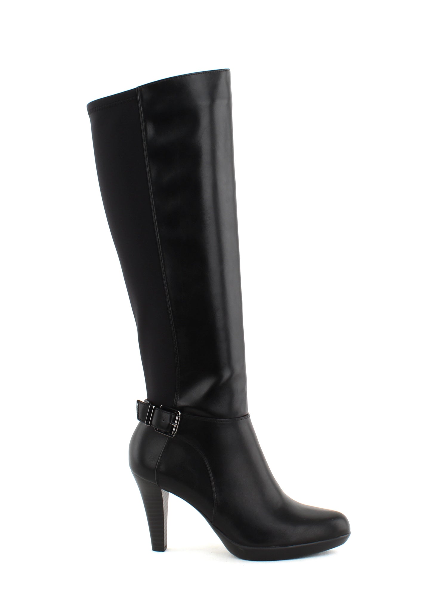 Botas femininas Alfani Vennuss com bico amendoado e cano médio, pretas, tamanho 6,5 M