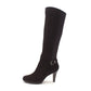 Botas femininas Alfani Vennuss com bico amendoado e cano médio, pretas, tamanho 6,5 M