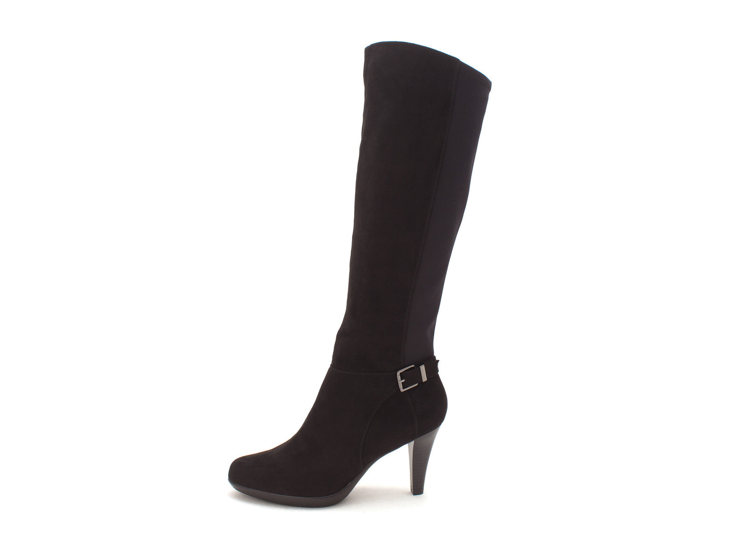 Botas femininas Alfani Vennuss com bico amendoado e cano médio, pretas, tamanho 6,5 M