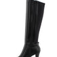 Botas femininas Alfani Vennuss com bico amendoado e cano médio, pretas, tamanho 6,5 M