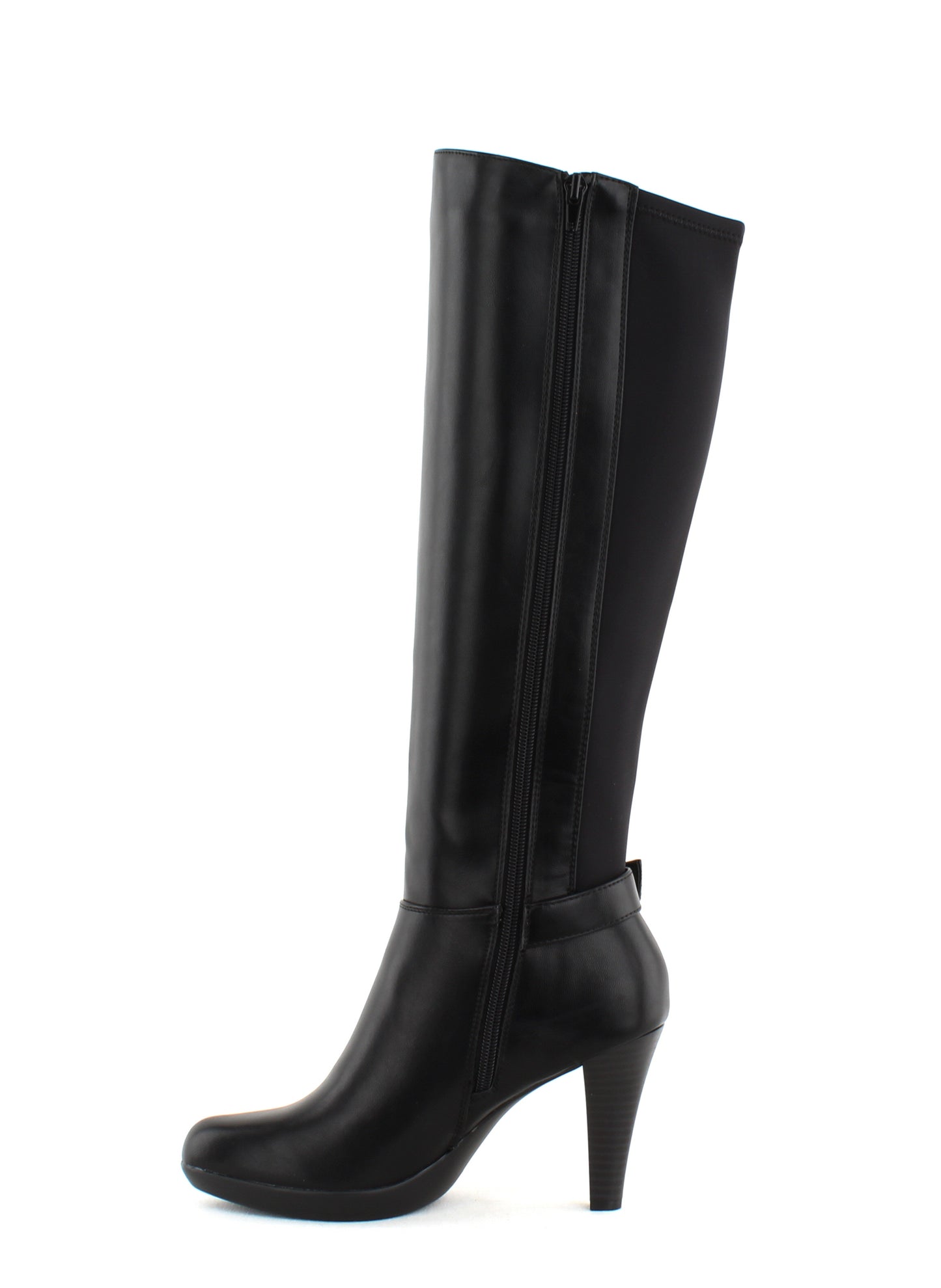 Botas femininas Alfani Vennuss com bico amendoado e cano médio, pretas, tamanho 6,5 M