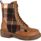Botas de combate femininas Rock &amp; Candy MAX em couro sintético, tamanho 8,5 M, marrom