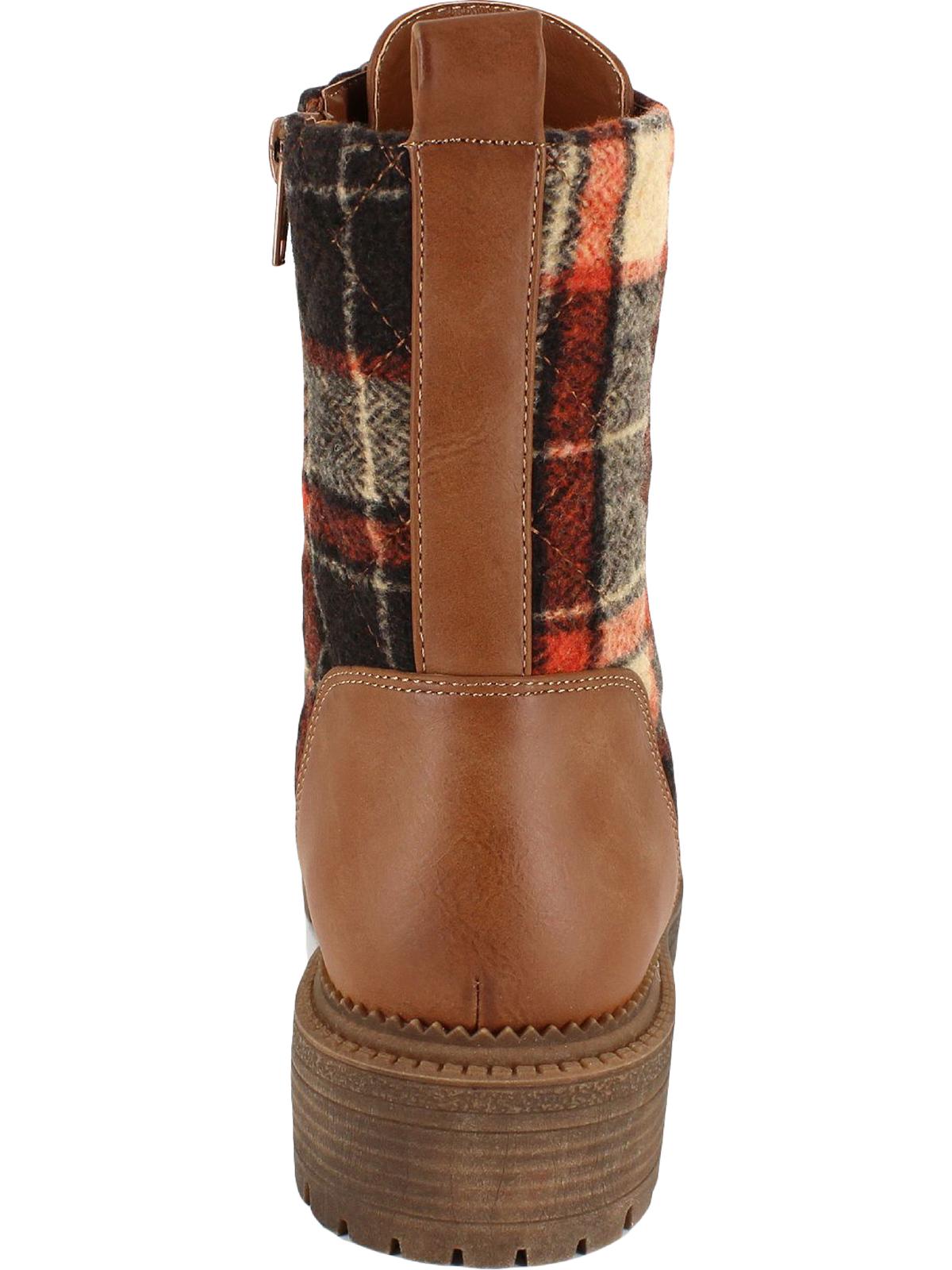 Botas de combate femininas Rock &amp; Candy MAX em couro sintético, tamanho 8,5 M, marrom