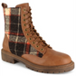 Botas de combate femininas Rock &amp; Candy MAX em couro sintético, tamanho 8,5 M, marrom