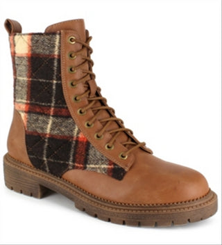 Rock & Candy Women's MAX Faux-Leather Combat Ankle Boots Brown Size 8.5 M