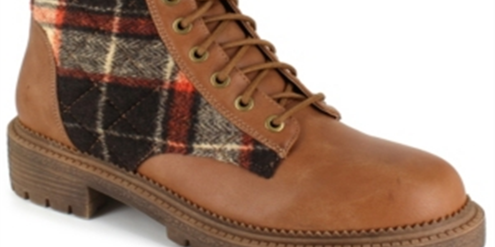 Botas de combate femininas Rock &amp; Candy MAX em couro sintético, tamanho 8,5 M, marrom