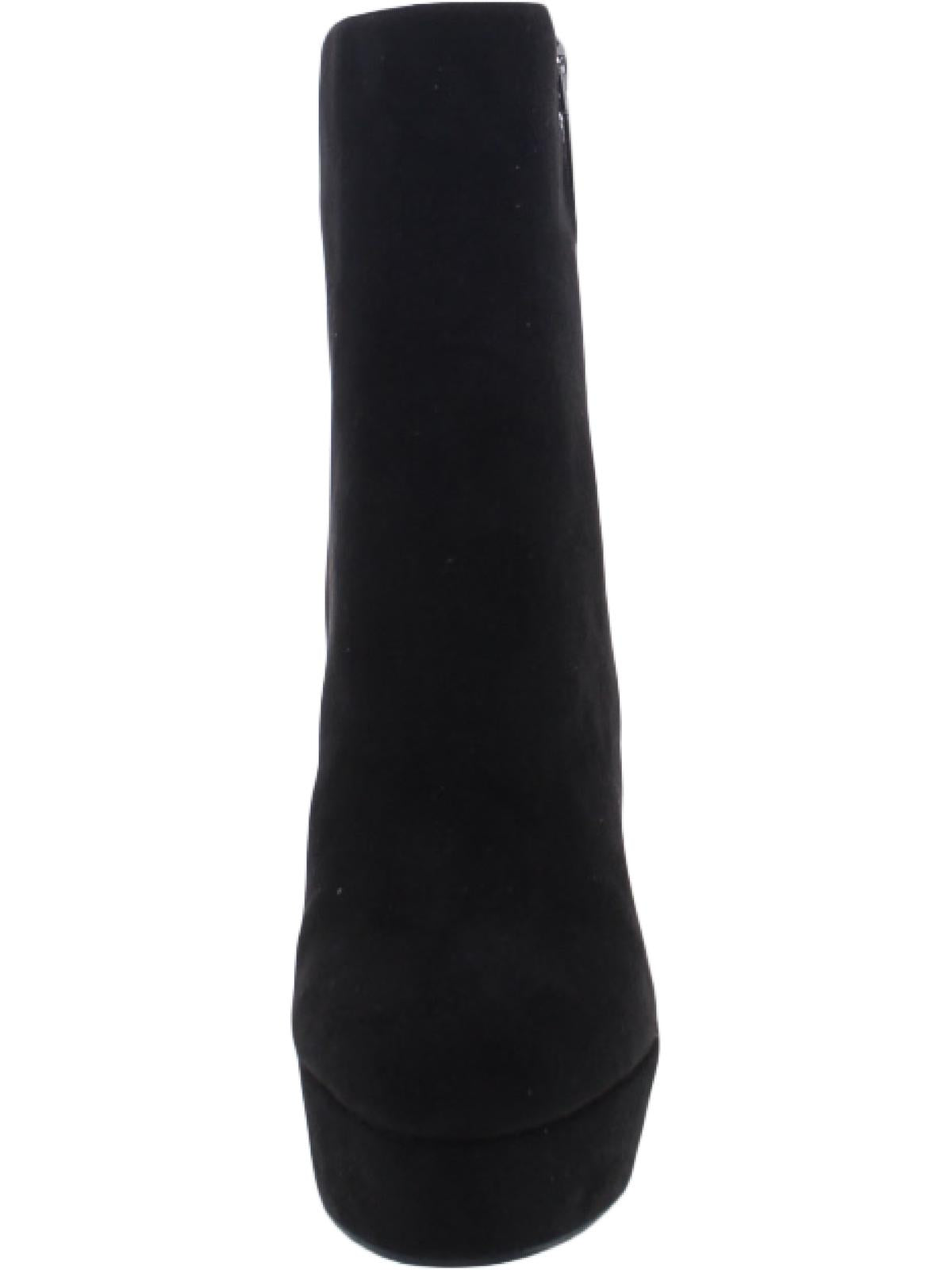 Botas femininas Guss com salto agulha e estampa animal, plataforma 1, bico fino, zíper, pretas, tamanho 8,5 M