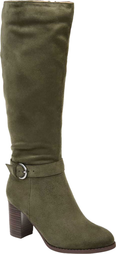Bota Journee Collection Joelle Extra Larga, Cano Alto, Verde, Tamanho 7M, KNS International