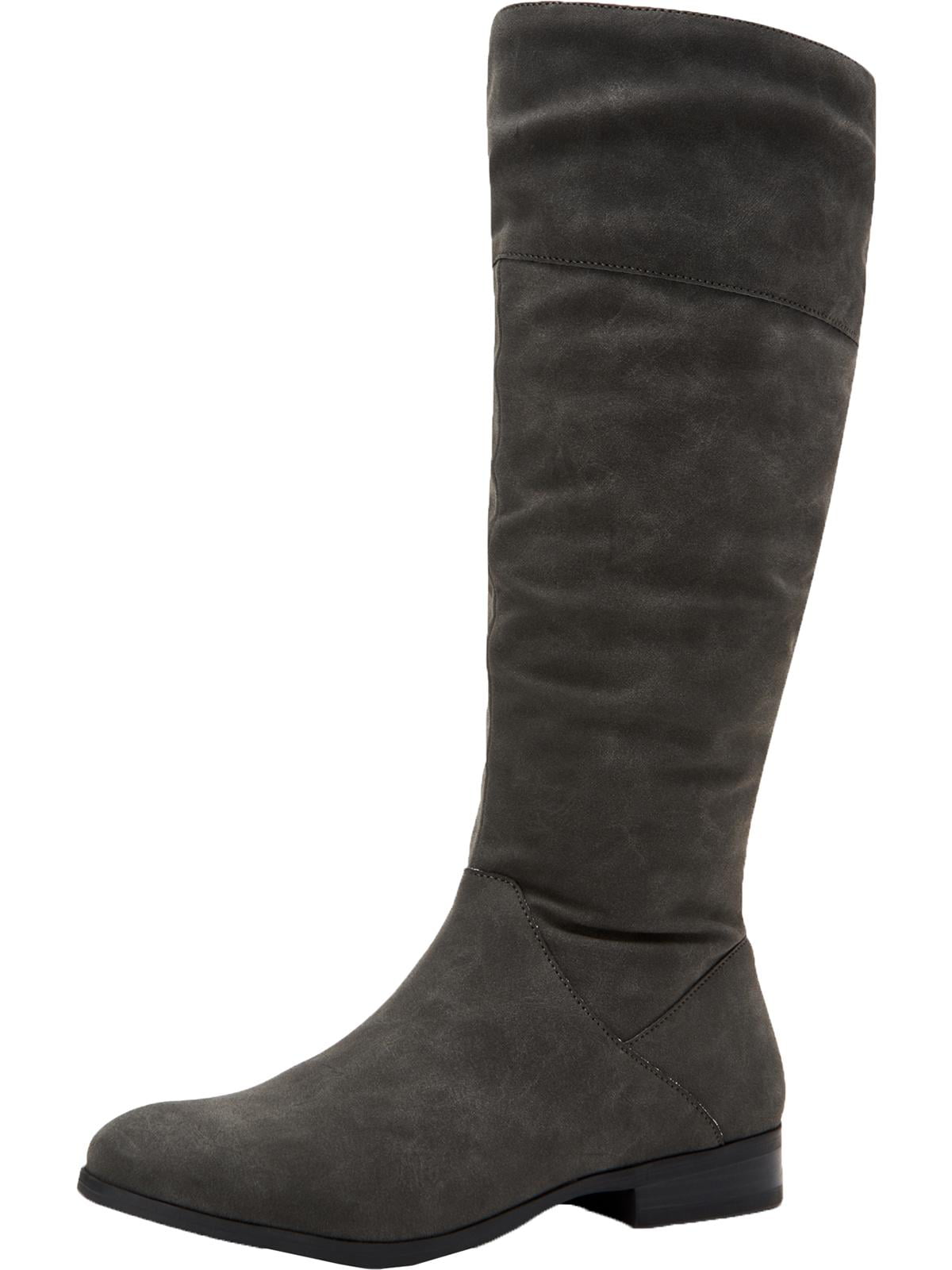 Botas femininas com zíper e bico redondo franzido no cano, estilo Style &amp; Co, cinza, tamanho 6 M