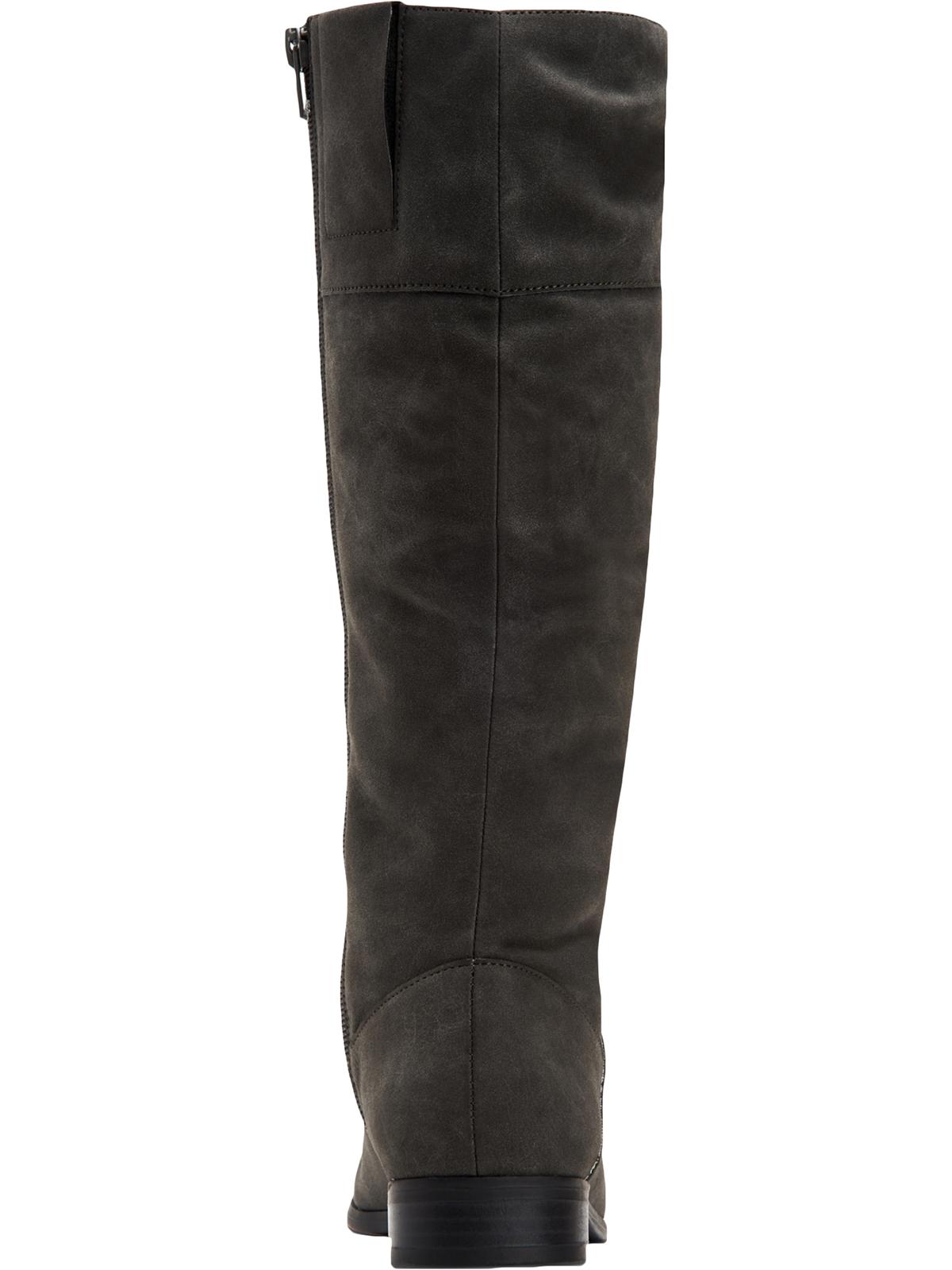 Botas femininas com zíper e bico redondo franzido no cano, estilo Style &amp; Co, cinza, tamanho 6 M