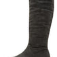 Botas femininas com zíper e bico redondo franzido no cano, estilo Style &amp; Co, cinza, tamanho 6 M
