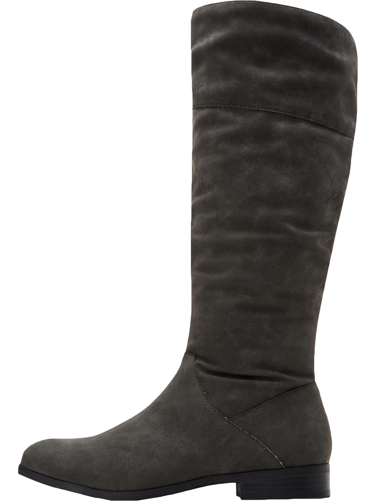 Botas femininas com zíper e bico redondo franzido no cano, estilo Style &amp; Co, cinza, tamanho 6 M