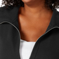 Jaqueta feminina Karen Scott Plus Casual de malha com zíper frontal, preta, tamanho 1X