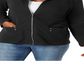 Jaqueta feminina Karen Scott Plus Casual de malha com zíper frontal, preta, tamanho 1X