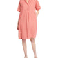 Vestido Eileen Fisher Plus de linho orgânico com gola mandarim, rosa, tamanho 2X