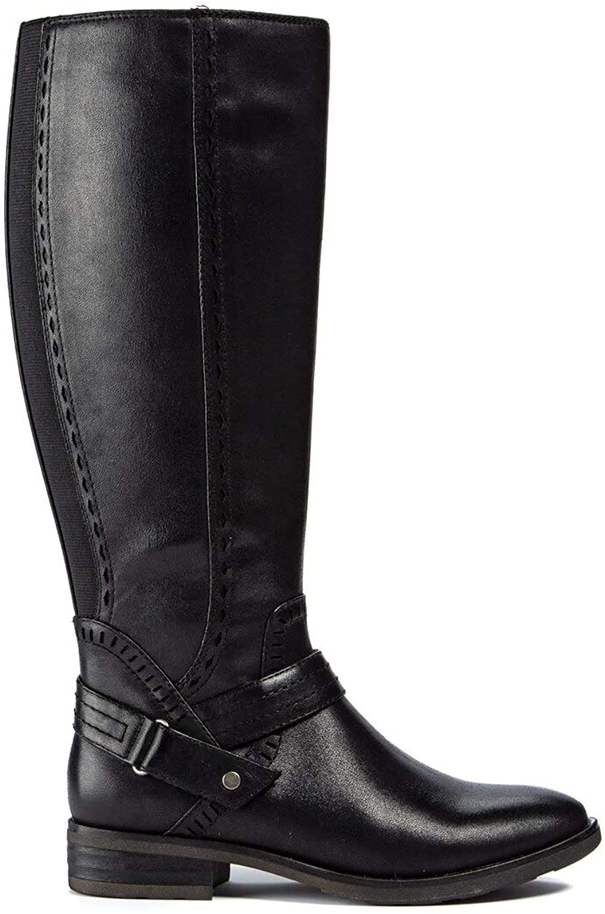 Botas femininas Bare Traps Abram Fabric bico fechado até o joelho, tamanho 10M, pretas
