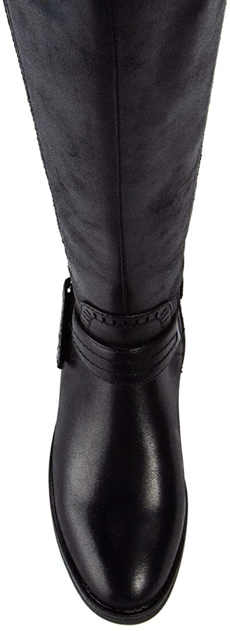 Botas femininas Bare Traps Abram Fabric bico fechado até o joelho, tamanho 10M, pretas