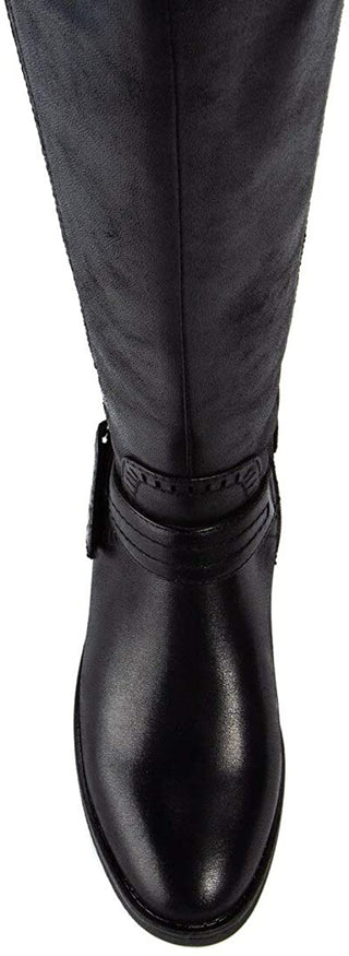 Botas femininas Bare Traps Abram Fabric bico fechado até o joelho, tamanho 10M, pretas