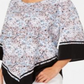 Blusa feminina Alfani estampada com manga 3/4 e gola joia para usar no trabalho, tamanho azul pequeno e pequeno